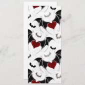 Menu Coeur d'Halloween avec ailes de chauve-souris noir (Devant / Derrière)