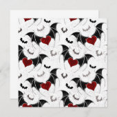 Menu Coeur d'Halloween avec ailes de chauve-souris noir (Devant / Derrière)