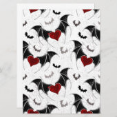 Menu Coeur d'Halloween avec ailes de chauve-souris noir (Devant / Derrière)