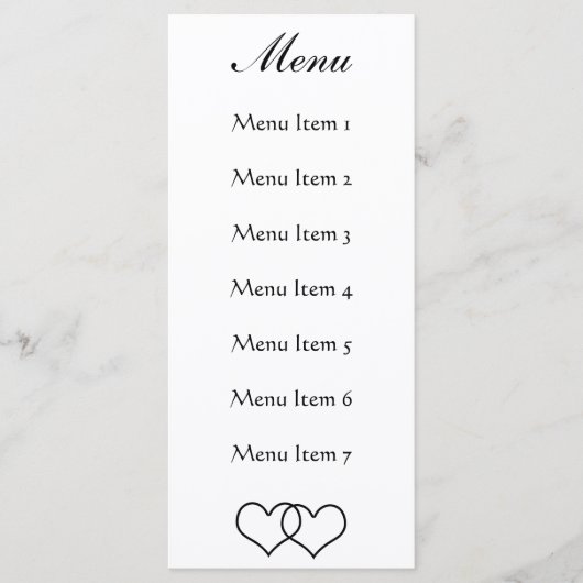 Menu Coeurs bloqués - Noir et Blanc (Devant)