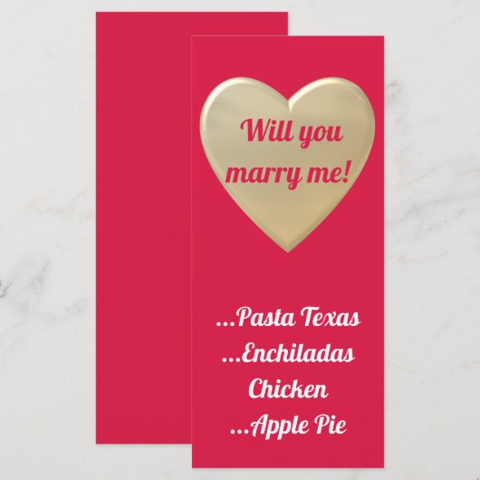 Menu cœurs dorés (Devant / Derrière)