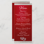 Menu Coeurs et monogramme - Mariage Crimson/Argent (Devant / Derrière)