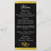 Menu Coeurs et monogramme - Mariage noir/or (Devant)