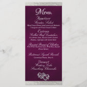 Menu Coeurs et monogramme - Mariage violet/argenté (Devant)