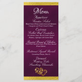 Menu Coeurs et monogramme - Mariage violet/or (Devant)