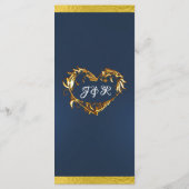 Menu Coeurs & Monogramme - Mariage bleu/or (Dos)