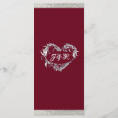 Menu Coeurs & Monogramme - Mariage Bourgogne/Argent (Dos)