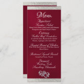 Menu Coeurs & Monogramme - Mariage Bourgogne/Argent (Devant / Derrière)