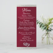 Menu Coeurs & Monogramme - Mariage Bourgogne/Argent (Debout devant)