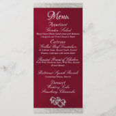 Menu Coeurs & Monogramme - Mariage Bourgogne/Argent (Devant)