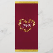 Menu Coeurs & Monogramme - Mariage Bourgogne/Or (Dos)