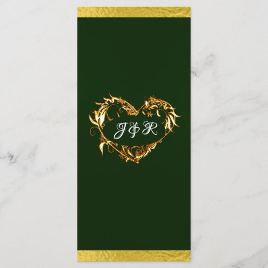 Menu Coeurs & Monogramme - Mariage Emerald/Gold (Dos)