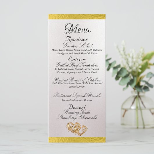 Menu Coeurs & Monogramme - Mariage Pearl/Or blanc (Debout devant)