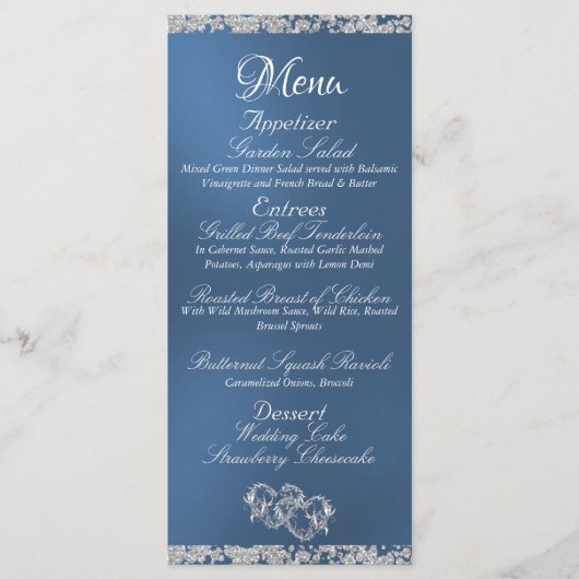 Menu Coeurs, Monogramme & Parties scintillant - Mariage (Devant)