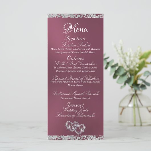 Menu Coeurs, Monogramme & Parties scintillant - Mariage (Debout devant)