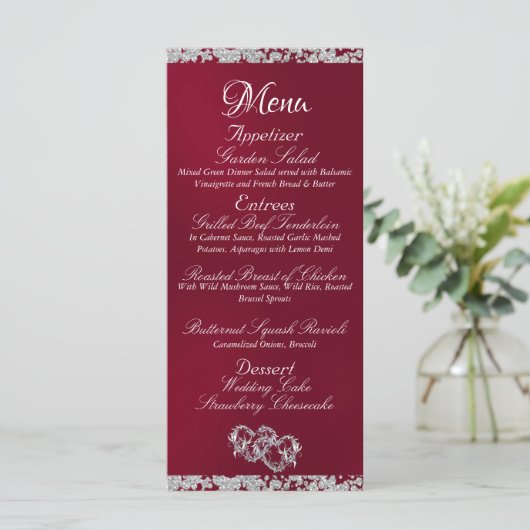 Menu Coeurs, Monogramme & Parties scintillant - Mariage (Debout devant)