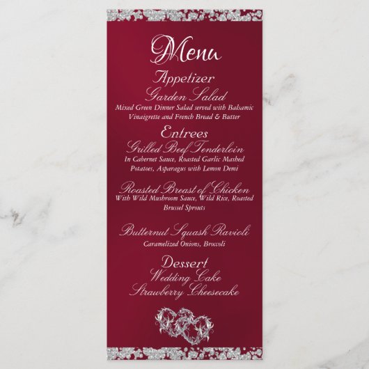 Menu Coeurs, Monogramme & Parties scintillant - Mariage (Devant)