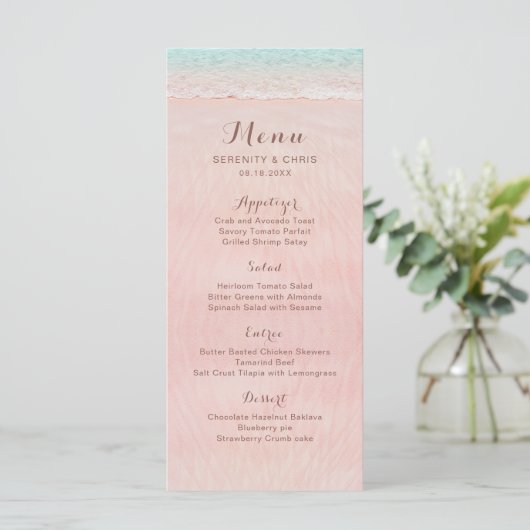 Menu Coeurs roses dans le mariage plage de destination  (Debout devant)