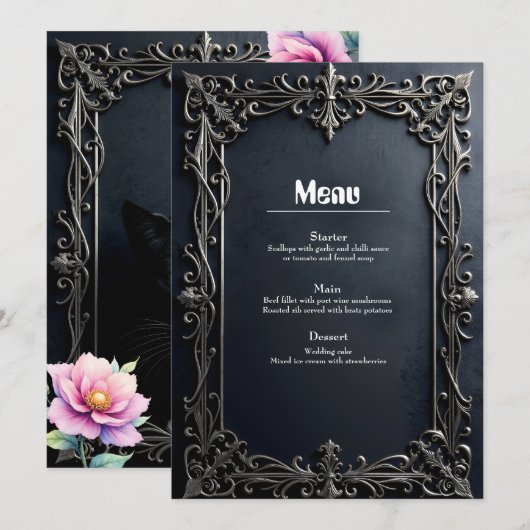 Menu Cœurs sauvages, vœux éternels. (Devant / Derrière)