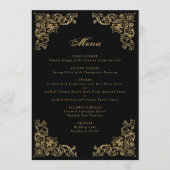Menu Coins Ornés Mariage Noir Or (Devant)