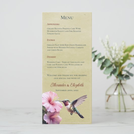 Menu Colibri et Hibiscus | Mariage jaune (Debout devant)