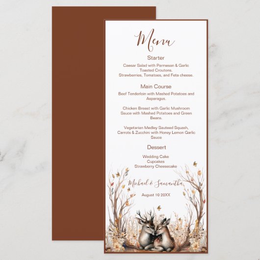 Menu Collection de mariage Cerf Rustique d'Automne (Devant / Derrière)