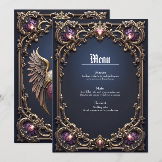 Menu Collection de mariage gothique victorien (Devant / Derrière)