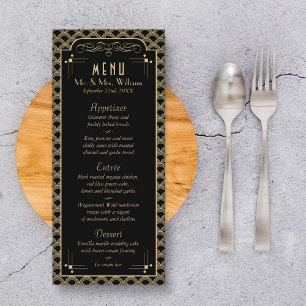 Menu Collection de Mariages Art Déco Gatsby vintage des