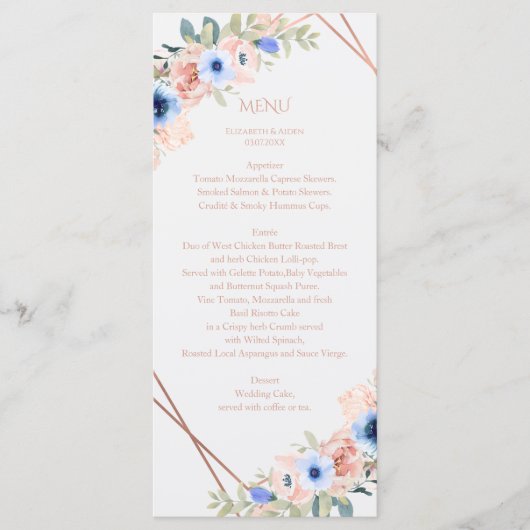 Menu Collection de Mariages bleu clair de Pêche (Devant)