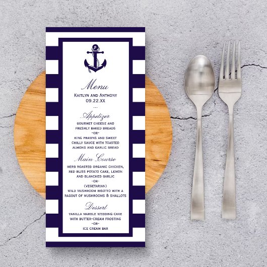Menu Collection de Mariages de la marine d'Ancres nauti