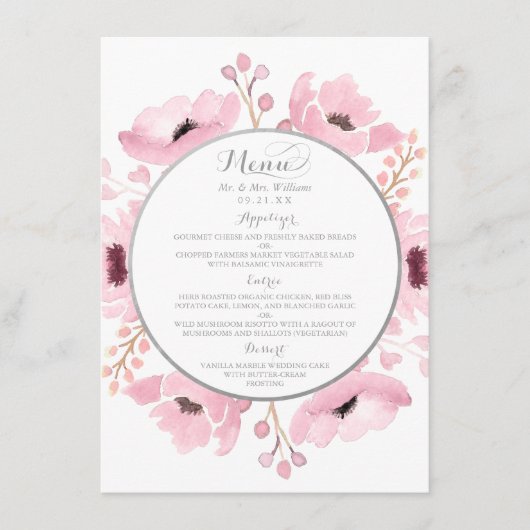 Menu Collection de Mariages floraux rose-printemps (Devant)