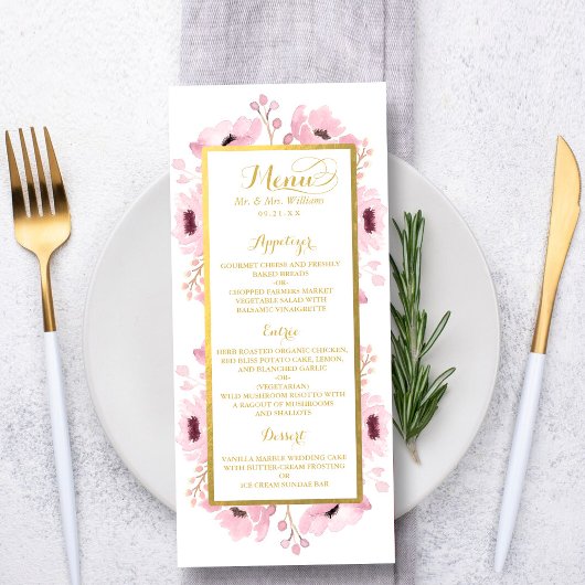 Menu Collection de Mariages floraux rose-printemps