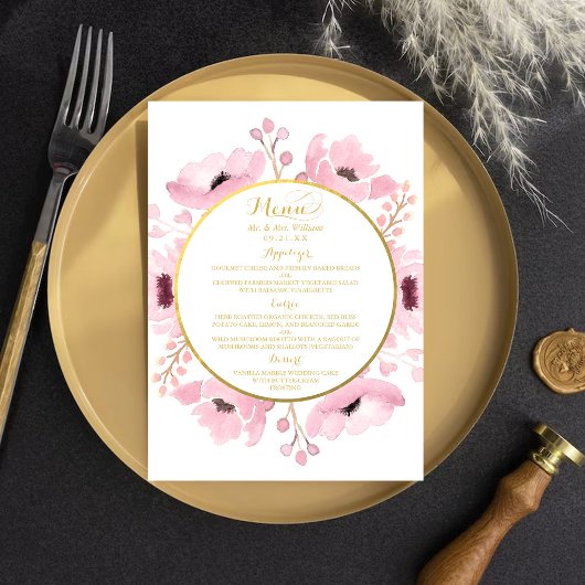 Menu Collection de Mariages floraux rose-printemps