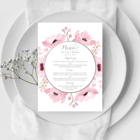 Menu Collection de Mariages floraux rose-printemps