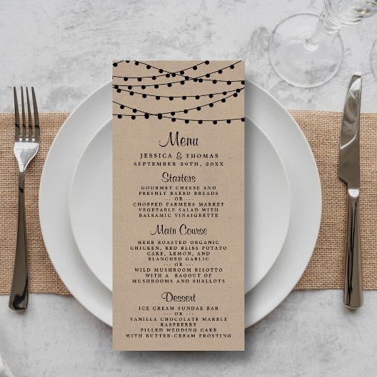Menu Collection de Mariages Rustic Kraft