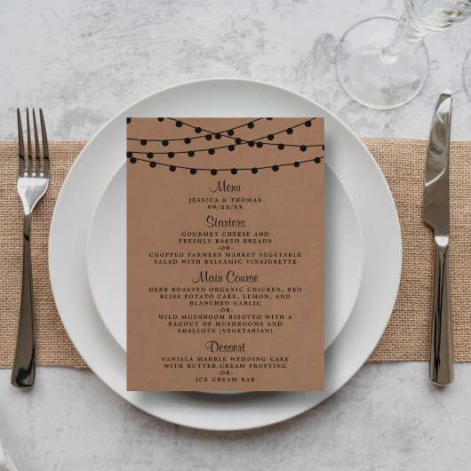 Menu Collection de Mariages Rustic Kraft