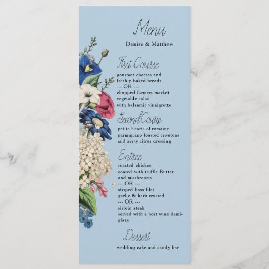 Menu Collection éternelle en bleu Omphalodes (Devant)