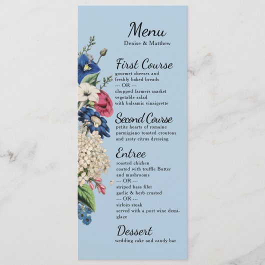 Menu Collection éternelle en bleu Omphalodes (Devant)