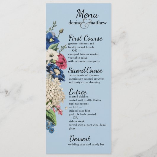 Menu Collection éternelle en bleu Omphalodes (Devant)