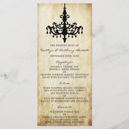 Menu Collection Mariage de lustres Vintages (Devant)