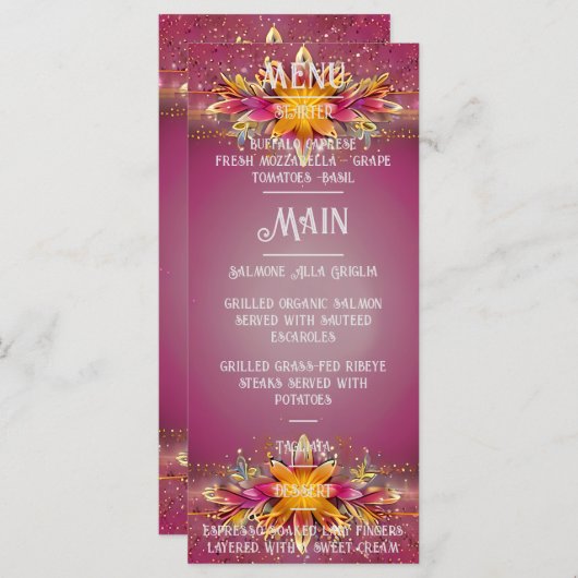 Menu Collection Mariage d'élégance florale rose (Devant / Derrière)