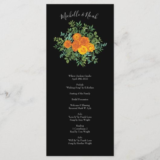 Menu Collection Mariage gothique d'Halloween noir et or (Devant)