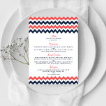 Menu Collection Mariage moderne Chevron Marine & Coral<br><div class="desc">Simple mais élégante, la collection moderne chevron mariage est un design époustouflant avec un joli imprimé zig-zag bleu marine, corail et blanc, parfait pour toute célébration mariage moderne. Ces cartes de menu peuvent être personnalisées pour votre occasion spéciale et feraient le menu parfait pour votre mariage, douche nuptiale, fête de...</div>