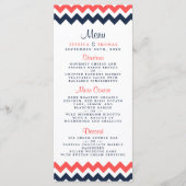 Menu Collection Mariage moderne Chevron Marine & Coral (Devant)