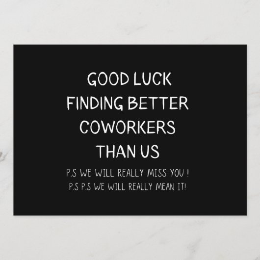 Menu Collègue quittant Coworker Quitter Funny New Job (Devant)