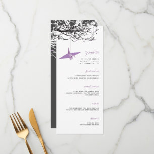 Menu Coller La Grue De Papier Lilac Sur La Branche Mari