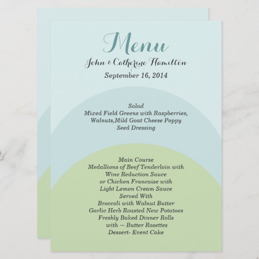 Menu Colorful Modern Custom Wedding (Devant / Derrière)