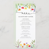 Menu Colorful wildflower Spring baby shower (Voorkant / Achterkant)