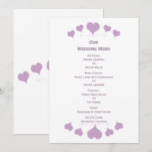 Menu Conception de cœurs de lilas pour mariage (Devant / Derrière)