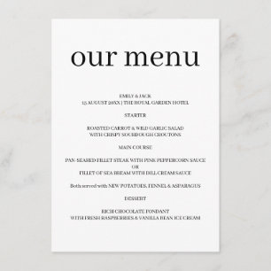 Menu Conception de mariage chic moderne minimaliste élé